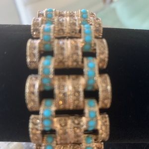 Crystal gold and teal bracelet